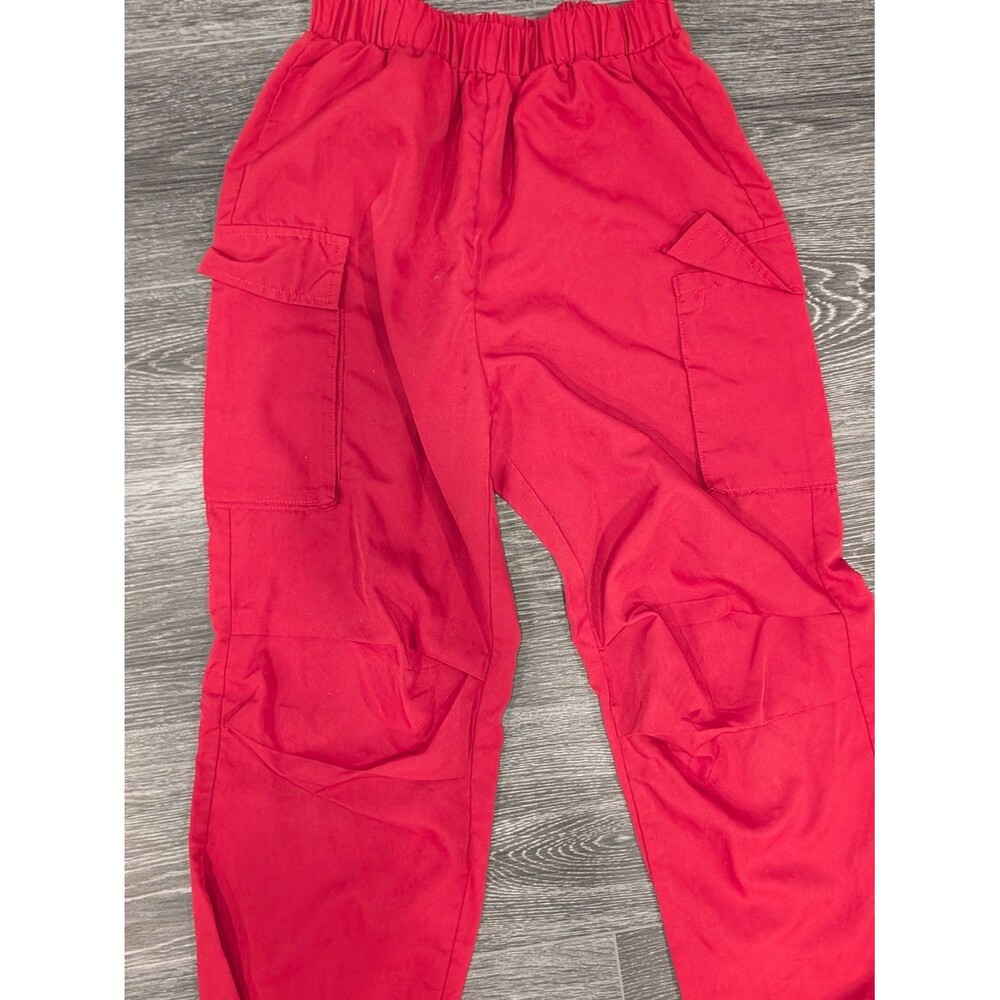 Red Cargo Jogger Pants